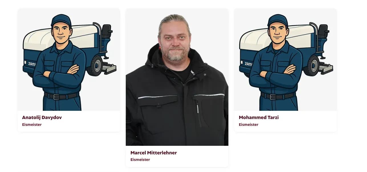 Mitglieder des Arena-Teams bei der Arbeit auf dem Eis